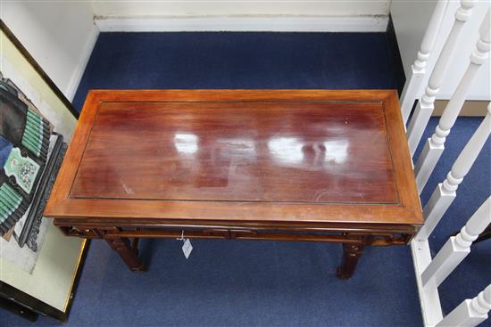 A Chinese hardwood low table, W.91.5cm H.40cm D.43.5cm